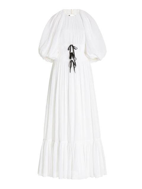Marlyn Bow-Detailed Crinkled Crepe Maxi Dress white