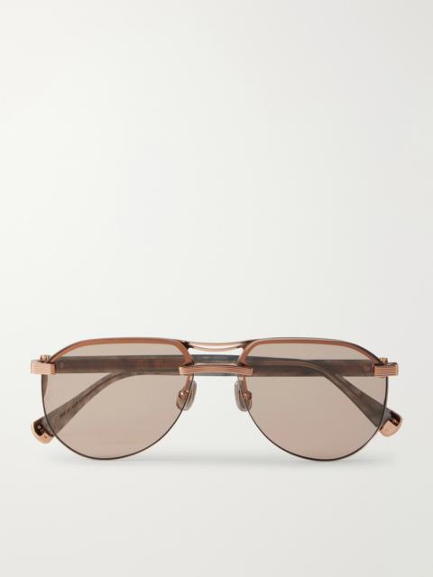 Carlito B. Aviator-style Silver-tone And Acetate Sunglasses