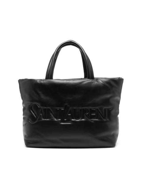 logo-debossed leather tote bag