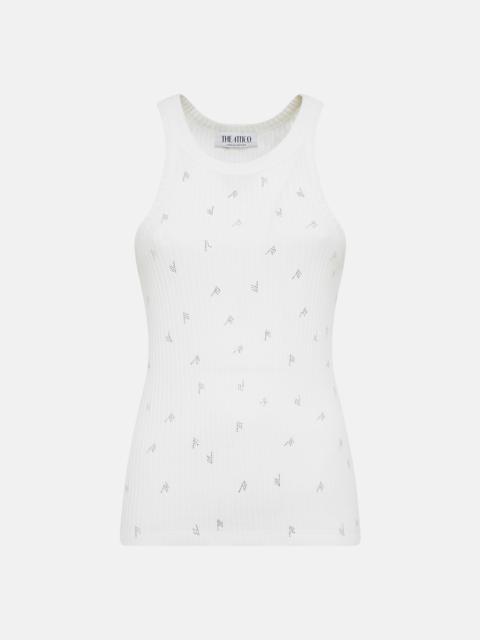 WHITE AND CRYSTAL TOP