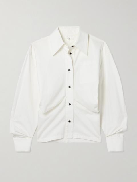 Gathered Cotton And Silk-blend Poplin Shirt