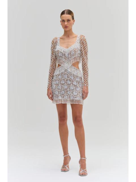 CRYSTAL EMBROIDERY LONG SLEEVE MINI DRESS