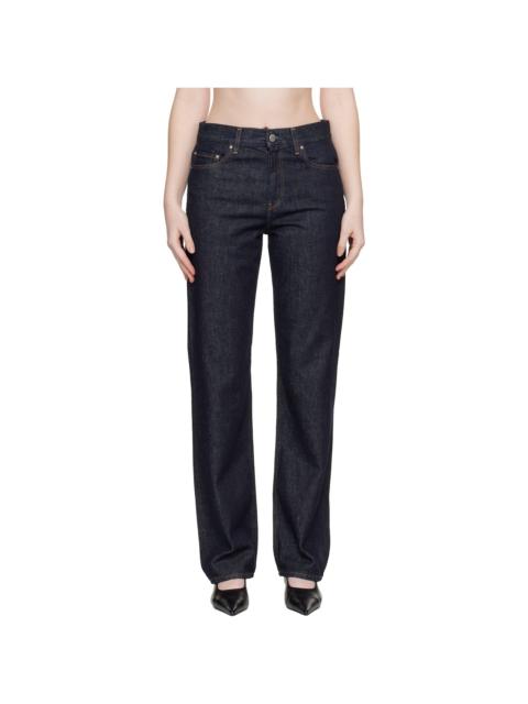 Navy Low Straight Jeans