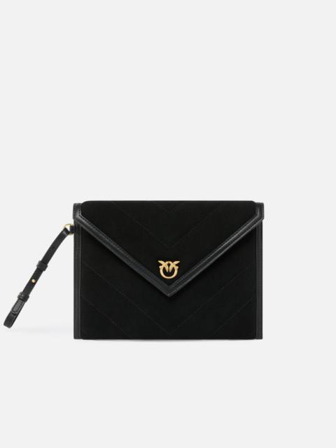 SUEDE POUCH WITH LOVE BIRDS LOGO