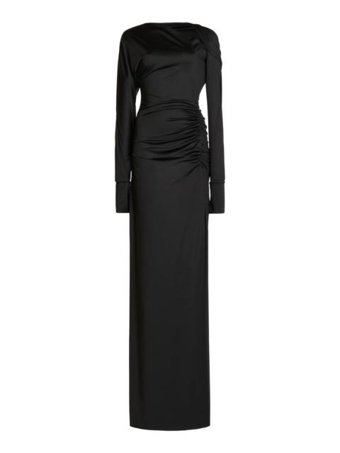 Asymmetrical Jersey Maxi Dress black