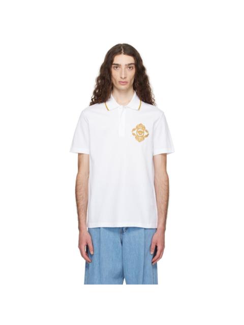 White Embroidered Architectural Baroque Polo