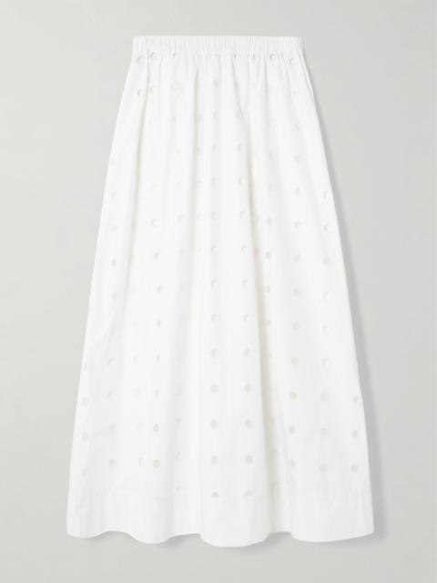 Peggy broderie anglaise cotton-poplin midi skirt White