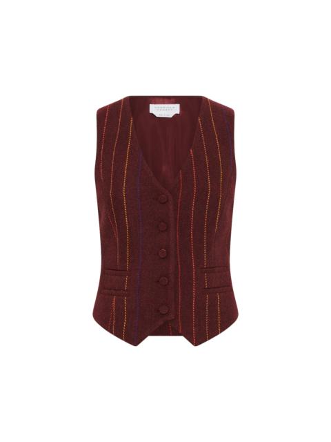 Coleridge Vest in Burnt Sienna Multi Pinstripe Wool Cashmere