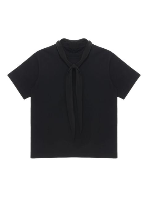 scarf-collar cotton T-shirt
