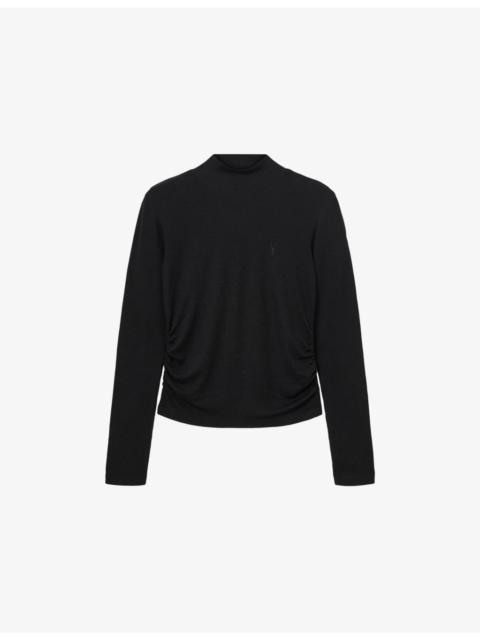 Rina roll-neck long-sleeve stretch-woven top