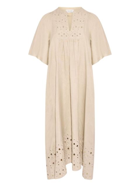 embroidered-detail midi dress