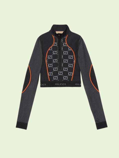 GG jersey jacquard cropped top