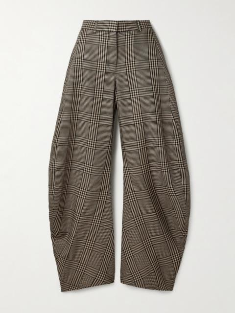 Checked Woven Barrel-leg Pants