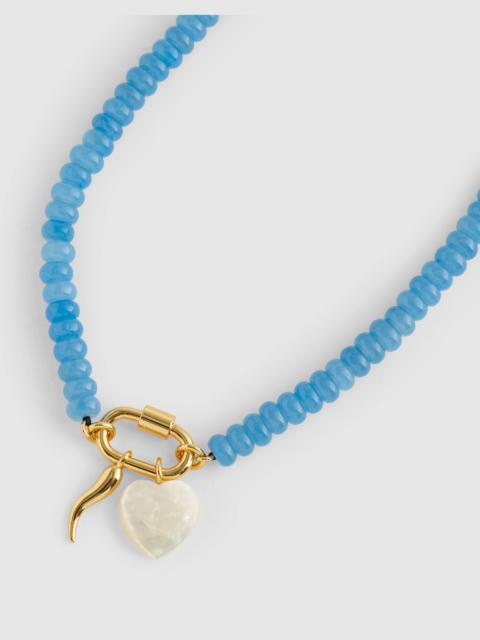 Semiprecious Beaded Carabiner Charm Necklace