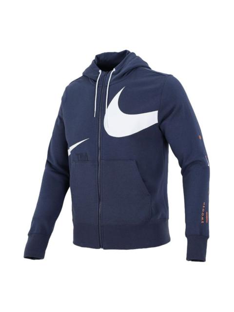 Nike Large Logo Printing Loose Hooded Jacket Navy Blue DD6088-437