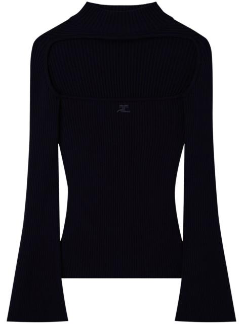 cut-out ribbed jumper
