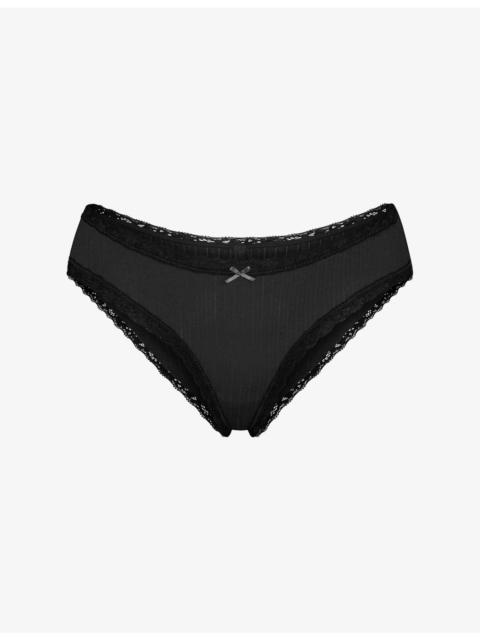 Pointelle Lace Stretch-Cotton Briefs