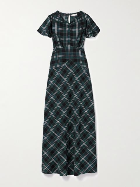Seraphine Checked Cotton-twill Midi Dress