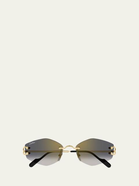 Decor Classic C de Cartier 56mm Rimless Geometric Metal Sunglasses