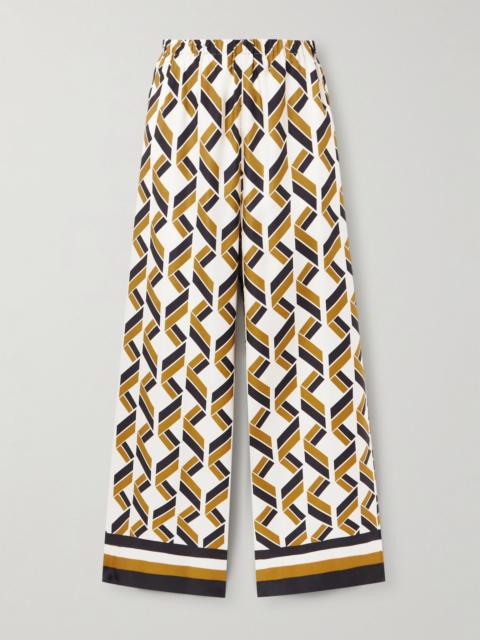 Tube printed silk-twill wide-leg pants Multi