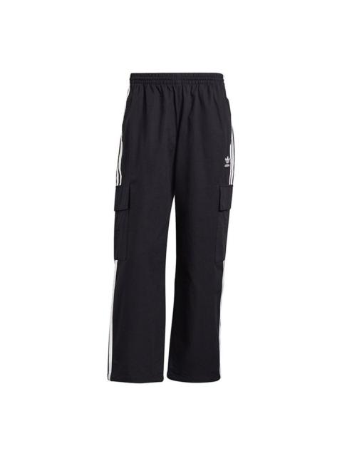Men's adidas originals 3-stripes Cargo Contrasting Colors Sports Pants/Trousers/Joggers Autumn Black