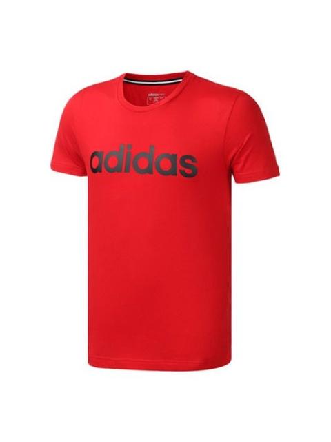 adidas neo M Esntl Lg T 1 Sports Printing Logo Round Neck Short Sleeve Red FP7388