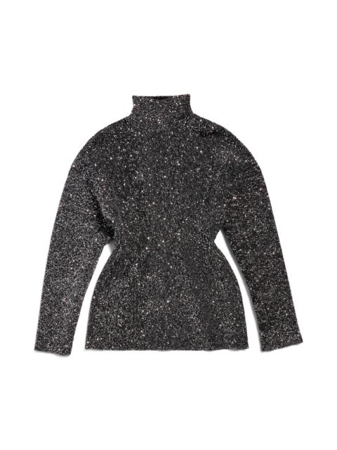 Women's Paillette Engineered Hourglass Top in Silver