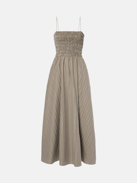 Lida pinstripe shirred cotton maxi dress