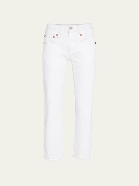 Boy Straight Cropped Frayed Hem Jeans