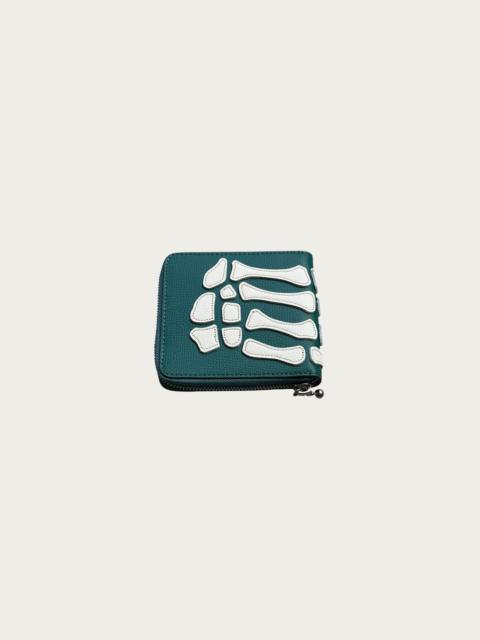 THUMB-UP BONE BAND ZIP Wallet - Peacock Green