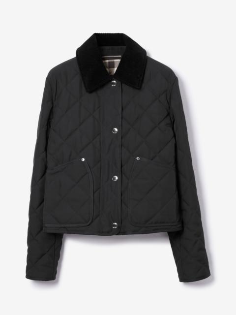 Corduroy Collar Diamond Quilted Cropped Barn Jacket