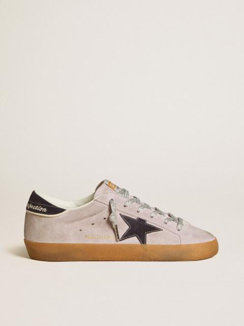 Super-Star LTD in lilac suede with midnight blue suede star and heel tab