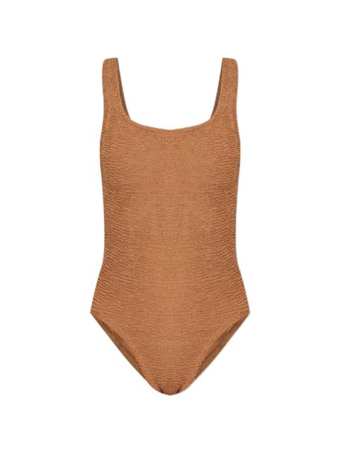 square neck crinkle swimsuit