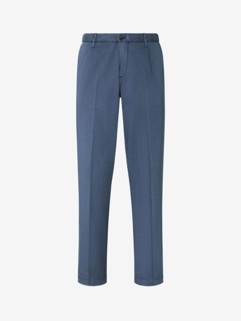Blue stretch cotton satin trousers