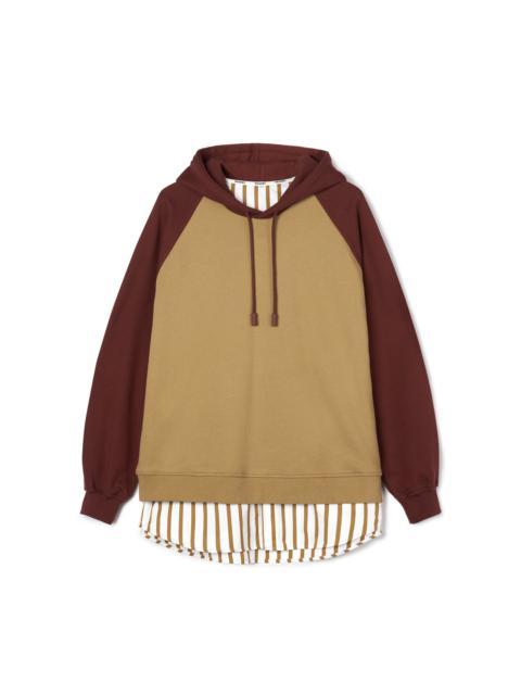 HOODIE WITH SHIRTING / beige & bordeaux