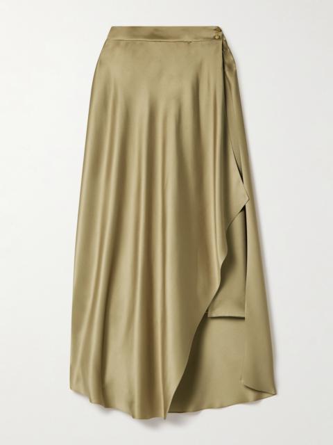 Layered Silk-satin Midi Skirt
