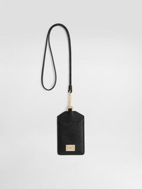 Dauphine calfskin keychain with plate