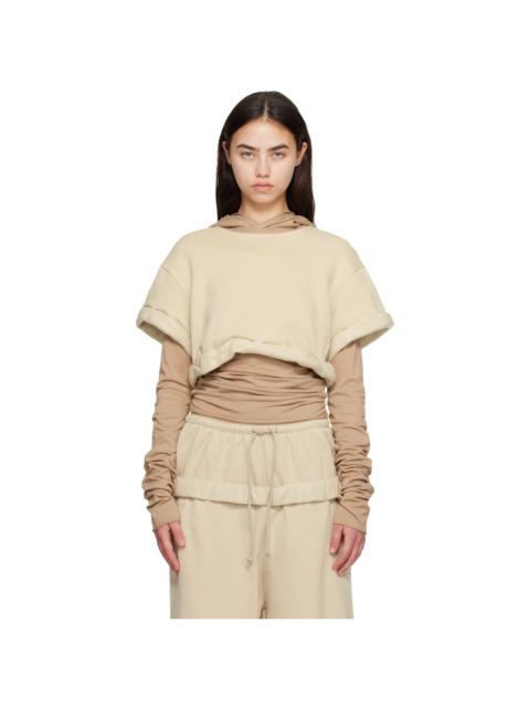 Beige Layered Roll-Up Hoodie