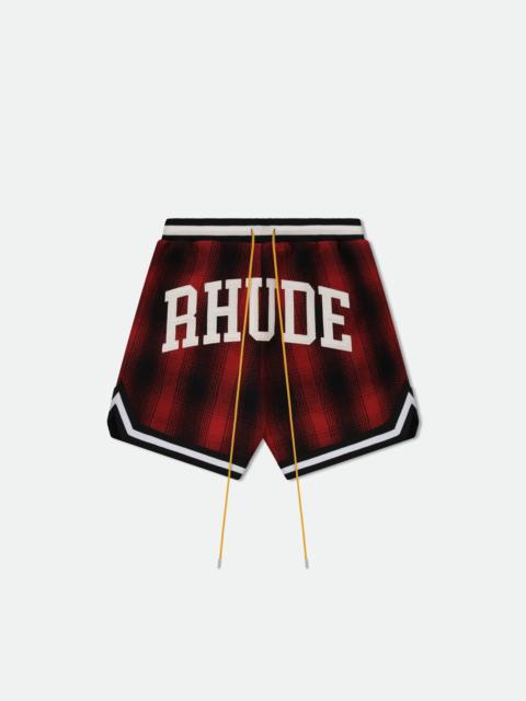 FLANNEL RHUDE COLLEGIATE COURT LOGO SHORT
