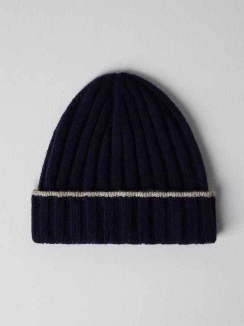 Cashmere rib knit beanie