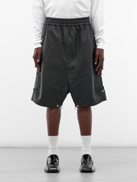 Black Lamb Leather Bermuda Shorts