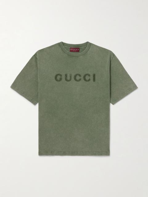 Logo-Print Cotton-Jersey T-Shirt Green