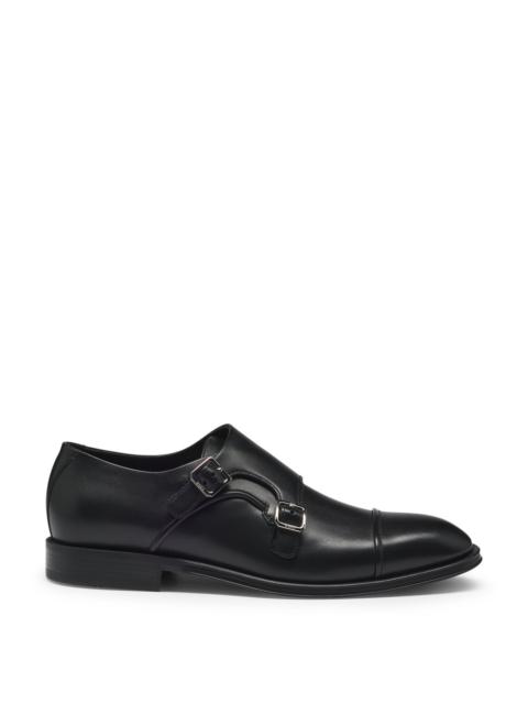 CAP-TOE DOUBLE MONK SHOES IN LEATHER