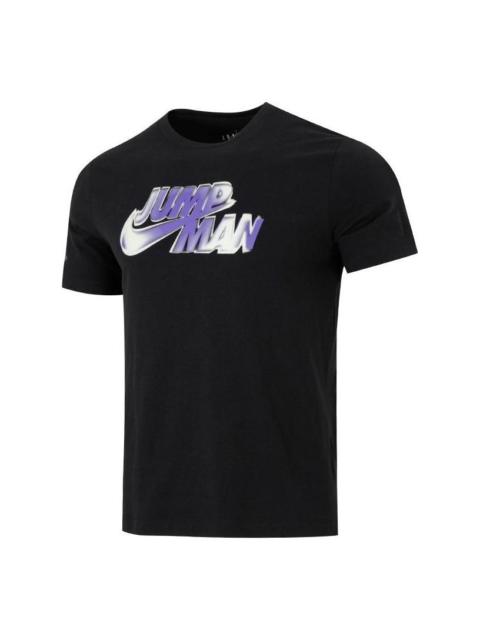 Air Jordan Alphabet Large Logo Pattern Printing Round Neck Casual Short Sleeve Black DM1449-010