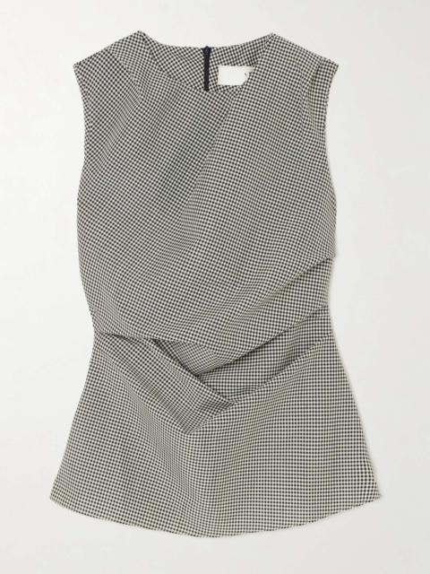 Gathered gingham wool-blend top