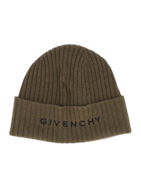 Givenchy Ribbed Embroidered Logo Beanie Khaki/Black