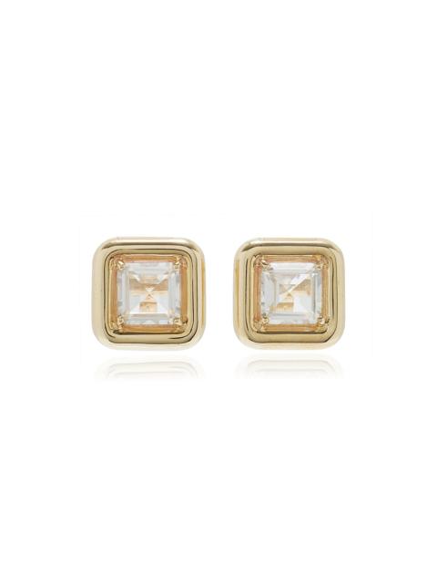 9K Yellow Gold Crystal Earrings gold