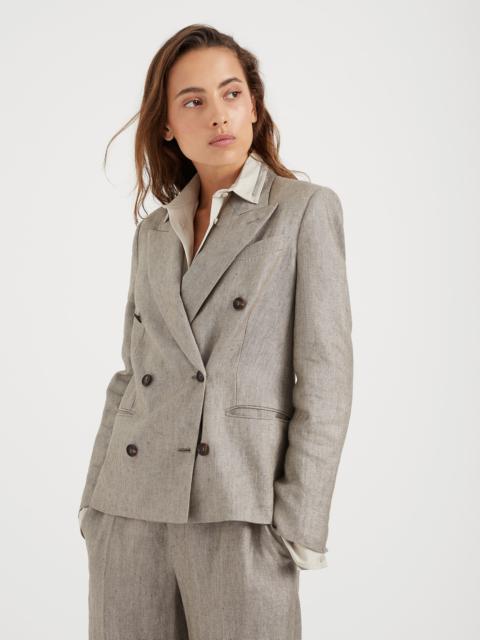 Sparkling linen twill blazer with monili