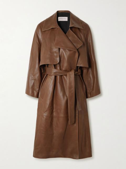 Cisely belted leather trench coat Brown