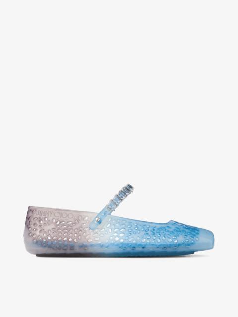 The Jelly Denim Degradé Jelly Ballerina Flats with Crystal Embellishment